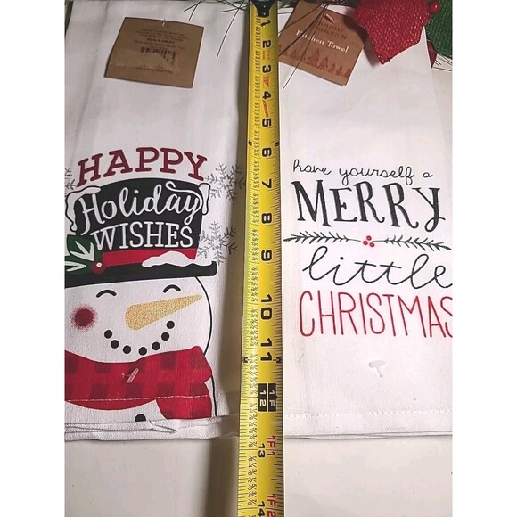 NWT Kitchen Towels Set Of 2 Snowman & Have Yourself A Merry Little Christmas - Picture 6 of 8